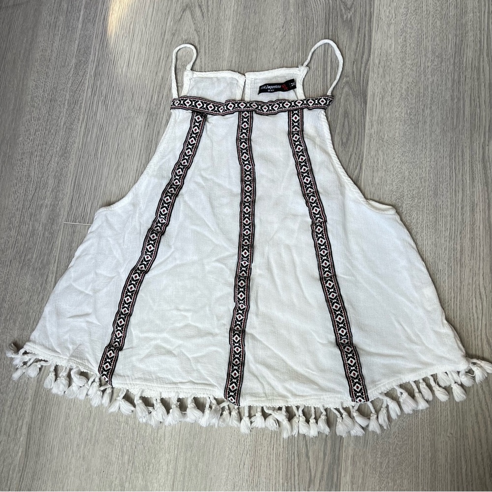 Vivid Importers of NY White Cotton Tank Top Boho Medium EUC